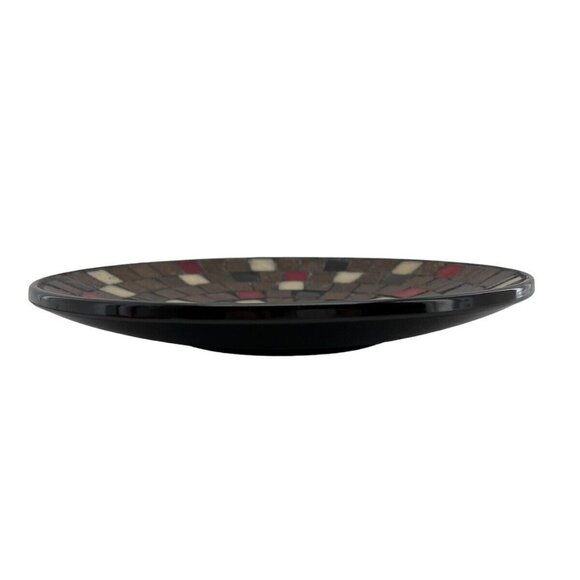 Mosaic Tile Decorative Plate Made in Denmark Black Red Brown White 11-1/4" - Picture 6 of 7